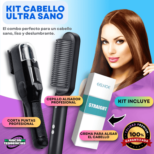 KIT CABELLO ULTRA SANO 3 EN 1 - [Recortadora de Puntas-Cepillo Alisador-Crema Alisadora]